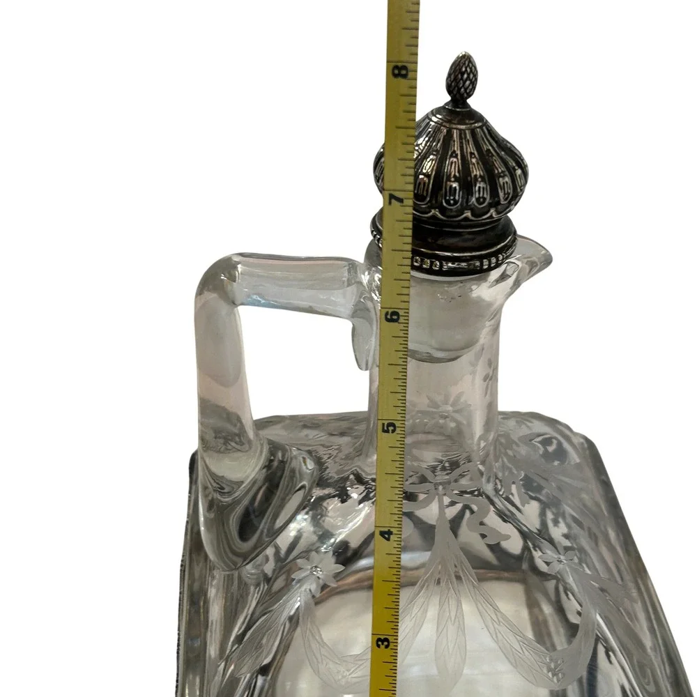 Antique German Hanau .800 Silver Glass Decanter JD Schleissner Sohne c1900